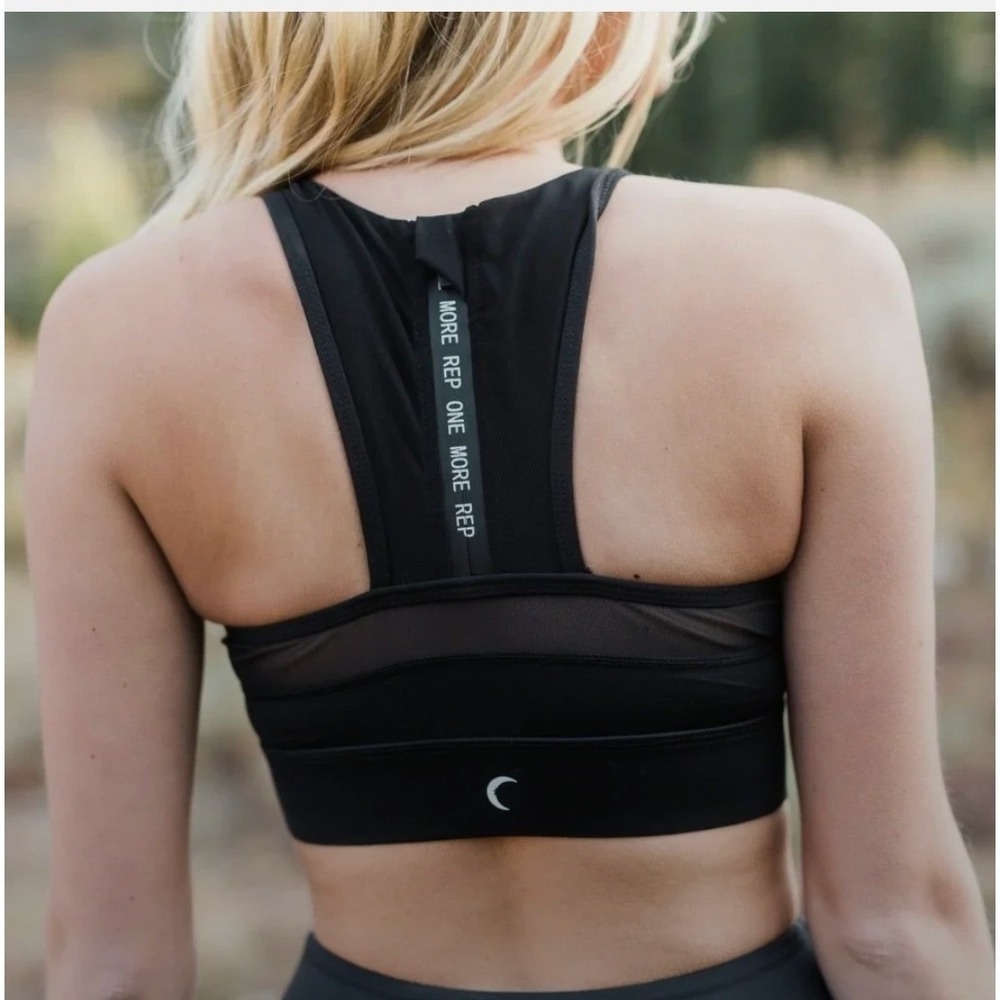 Zyia Active Black High Neck Mesh Racerback Sports Bra One More Rep Zip Medium